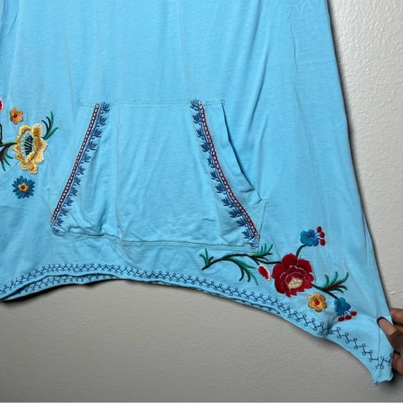 Johnny Was Women Tunic Top‎ Small Blue Embroidered Cotton Front Pocket Hippie - Picture 6 of 12